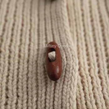 Boys Cotton Cardigan Sweater 4 2026 Children Sweater Coat Spring and Autumn New Cotton Knitted Baby Boy's Cardigan Coat Solid Color Horn Button Sweater 4