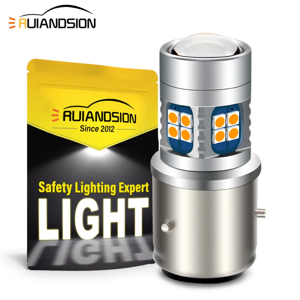 Ruiandsion BA21D LED Motorcycle headlight 3030 LED 6-30V High Low Beam Motorbike Car Auto Front Head Bulb Scooter