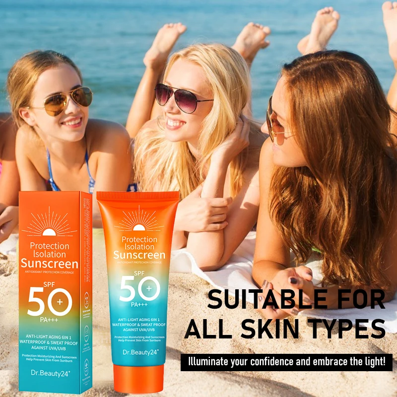 

Солнцезащитный крем для лица и тела водостойкий SPF 50+ с УФ-защитой, защитный крем для кожи от солнца, крем для защиты лица на пляже