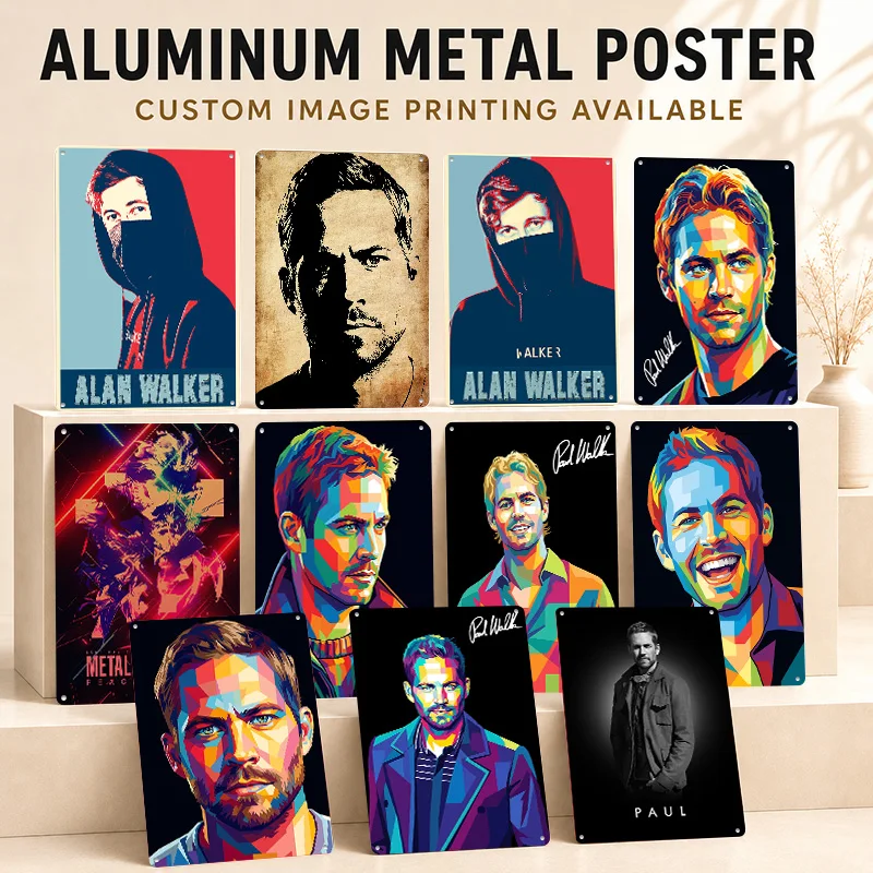 Paul Walker Textured Posters Personalized Aluminum Metal Sign Collectible Cinematic Star Tribute Wall Art Ideal In Media Lounge
