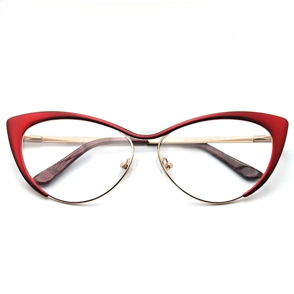 2026 Exaggerate Cat Eye Metal Glasses With Spring Temple Anti Blue Light Optical Eyewear Prescription Clear Lenses Myopia Women
