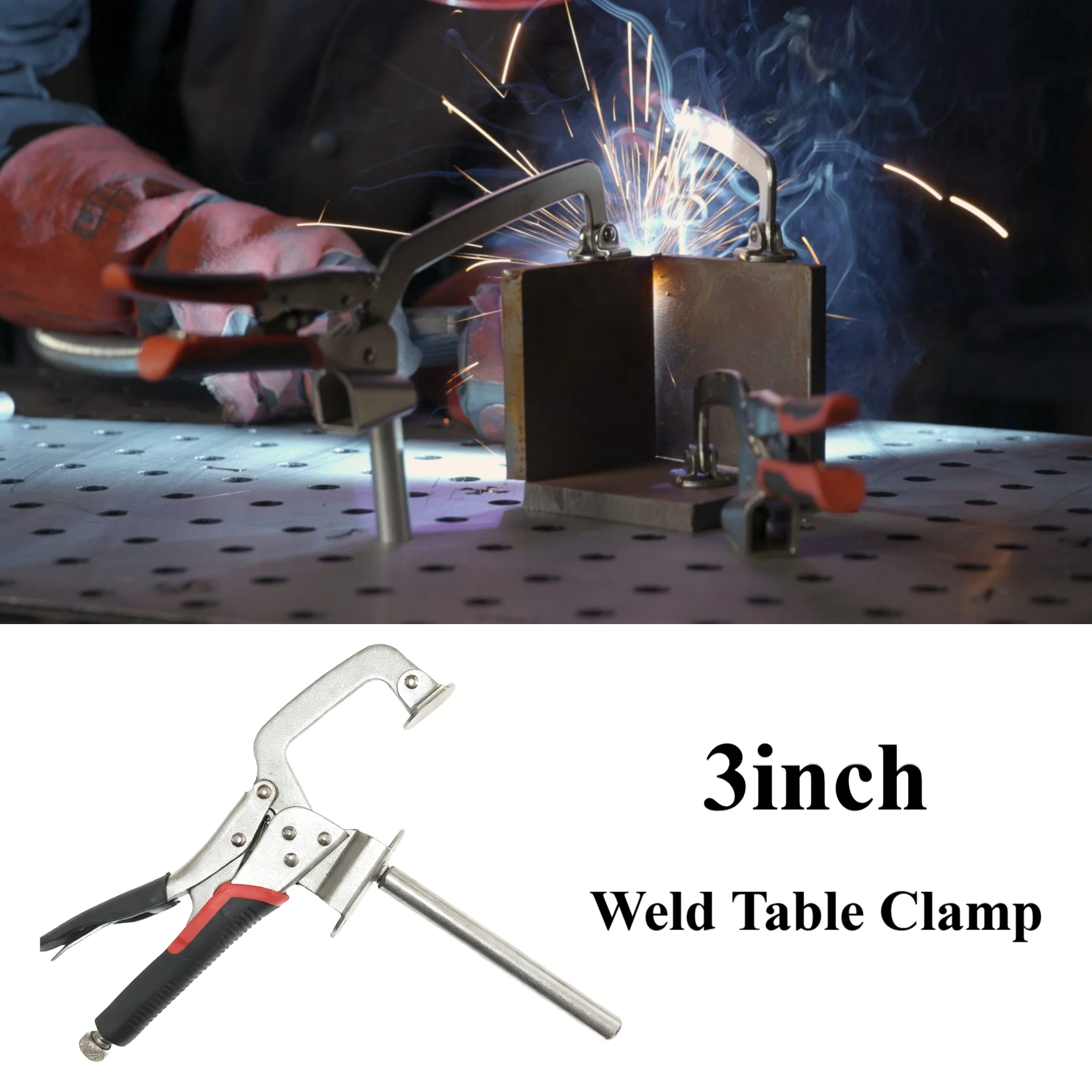 

Усиленные 3-дюймовые зажимные клещи для сварки с фиксацией для сварочного стола с отверстиями 16 мм