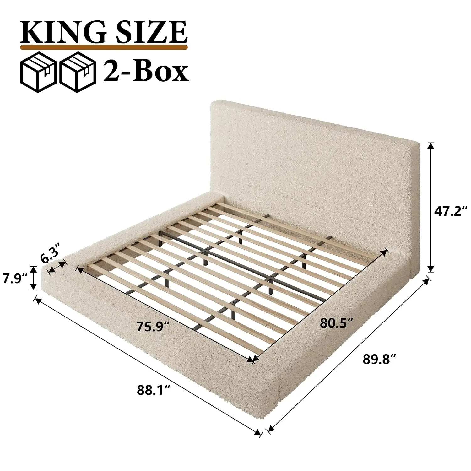 King Bed Frame With 47.2