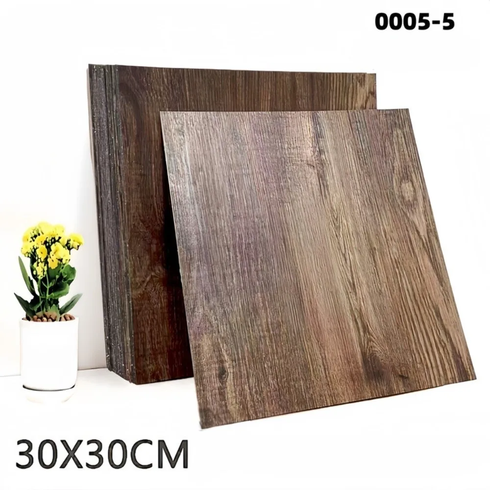 Wood Grain Floor Tiles PVC Water Proof Floor Stickers Moisture Proof Self Adhesive Wall Floor Decal Wall Floor Refurbishment