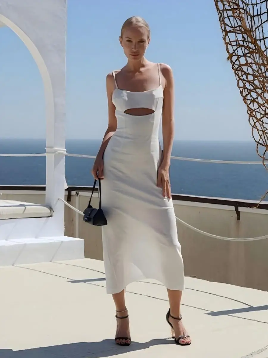 tight beach dress hollow handmade tassel strappy backless tight beach