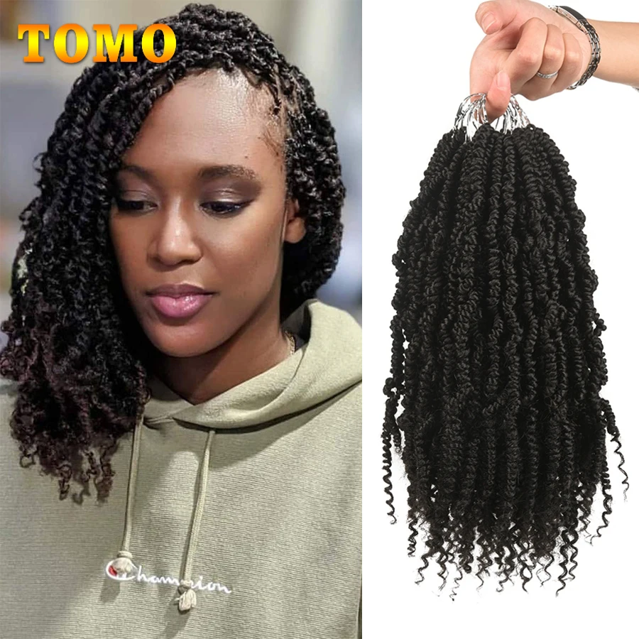 TOMO Bomb-trenzas de ganchillo Twist, cabello sintético con puntas rizadas, 14, 24 pulgadas, 24 raíces, Primavera, Mini Passion Twist