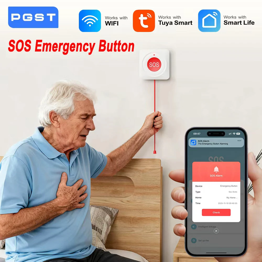 Tuya WIFI Zigbee Botones SOS Pulsador Teléfono Alarma de Hogar Protección de Seguridad Emergencia para pacientes mayores Emergenc