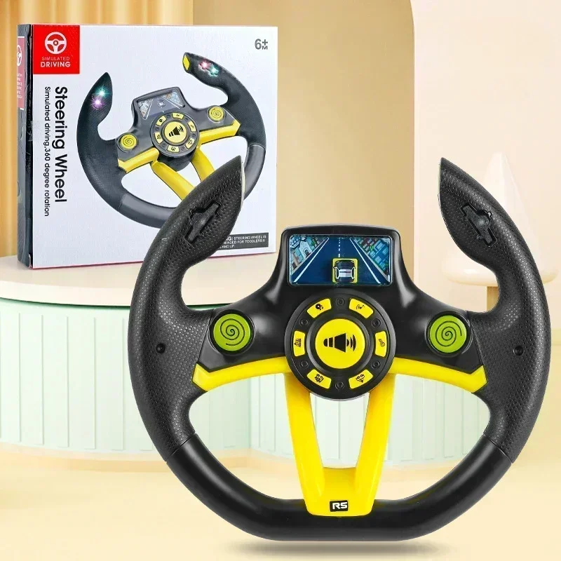 Eletrnic Simulation Steering Wheel Toy with Light Sound Kid Early Educational Stroller Steering Wheel New Vocal Educational Toys