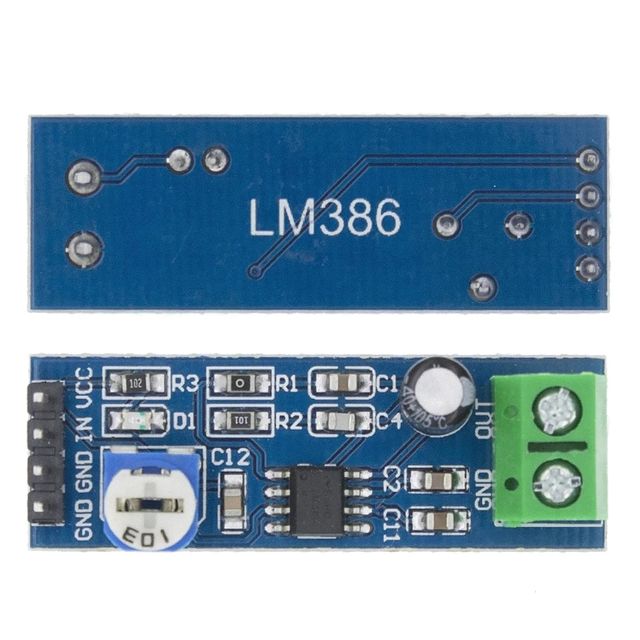 LM386 Audio Amplifier Module 200 Times 5V-12V Input 10K Adjustable Resistance
