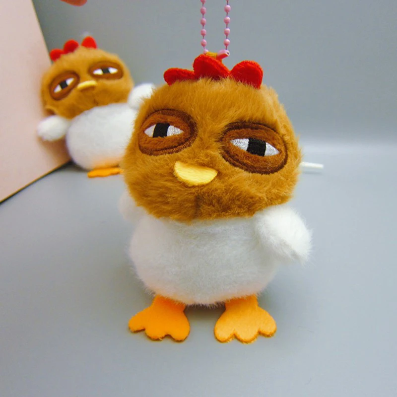 1PC Car Decoration Ugly Hen Plush Toy Doll Kawaii Chicken Pendant Fur Keychain Stuffed Plushie Key Ring Birthday Christmas Gifts