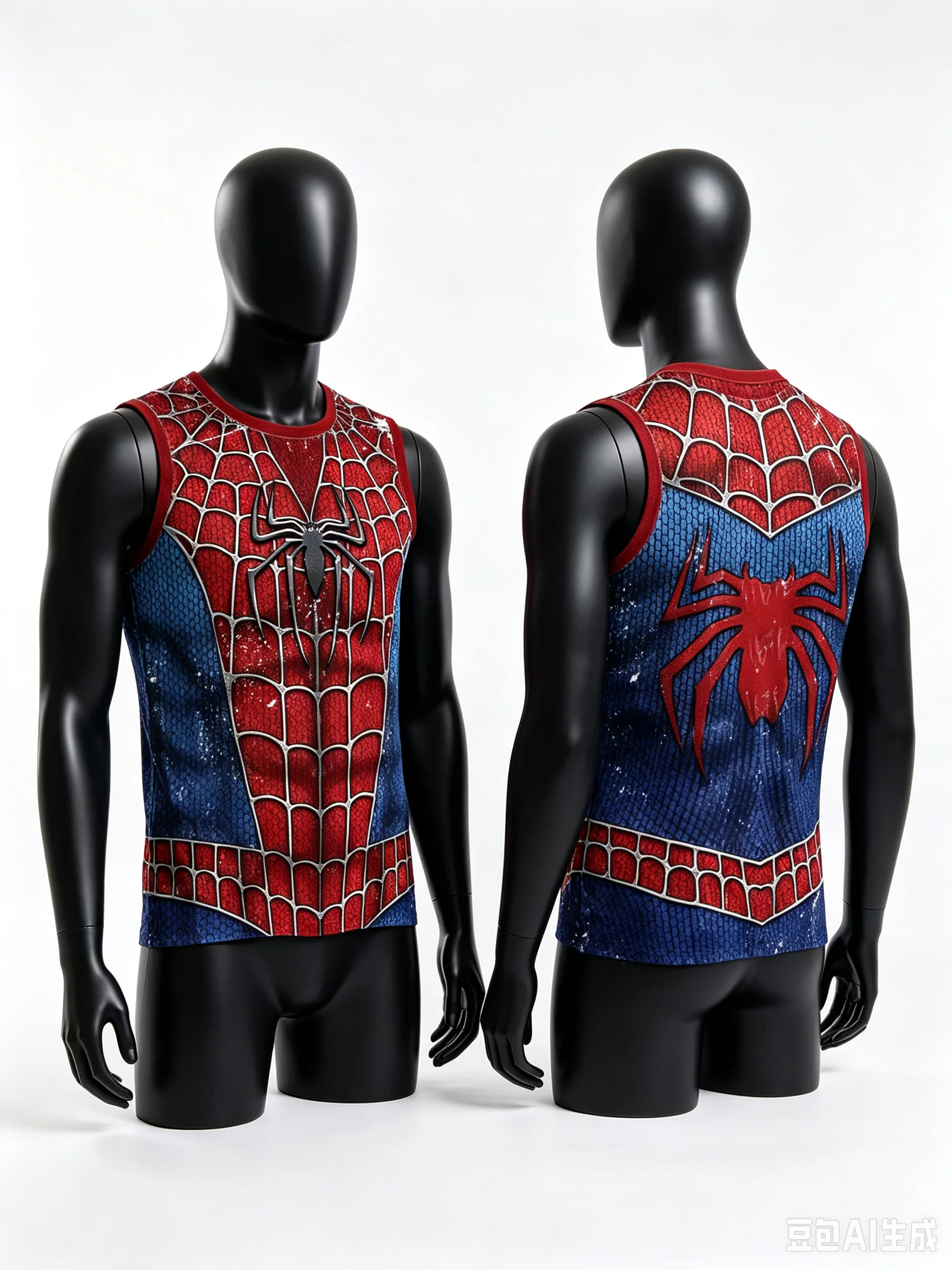 Parent‑child Spider Hero 3D Print Sleeveless Tank Top,Red Blue Gold Web Pattern Sports Jersey,100% Polyester Breathable
