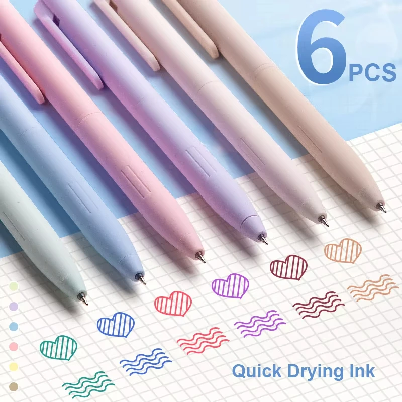 

6PCs/set Morandi Color Gel Pen 0.5mm Gel Pens Sets for Note Taking Drawing Students Stationery Supplies Offices Accessories Gift