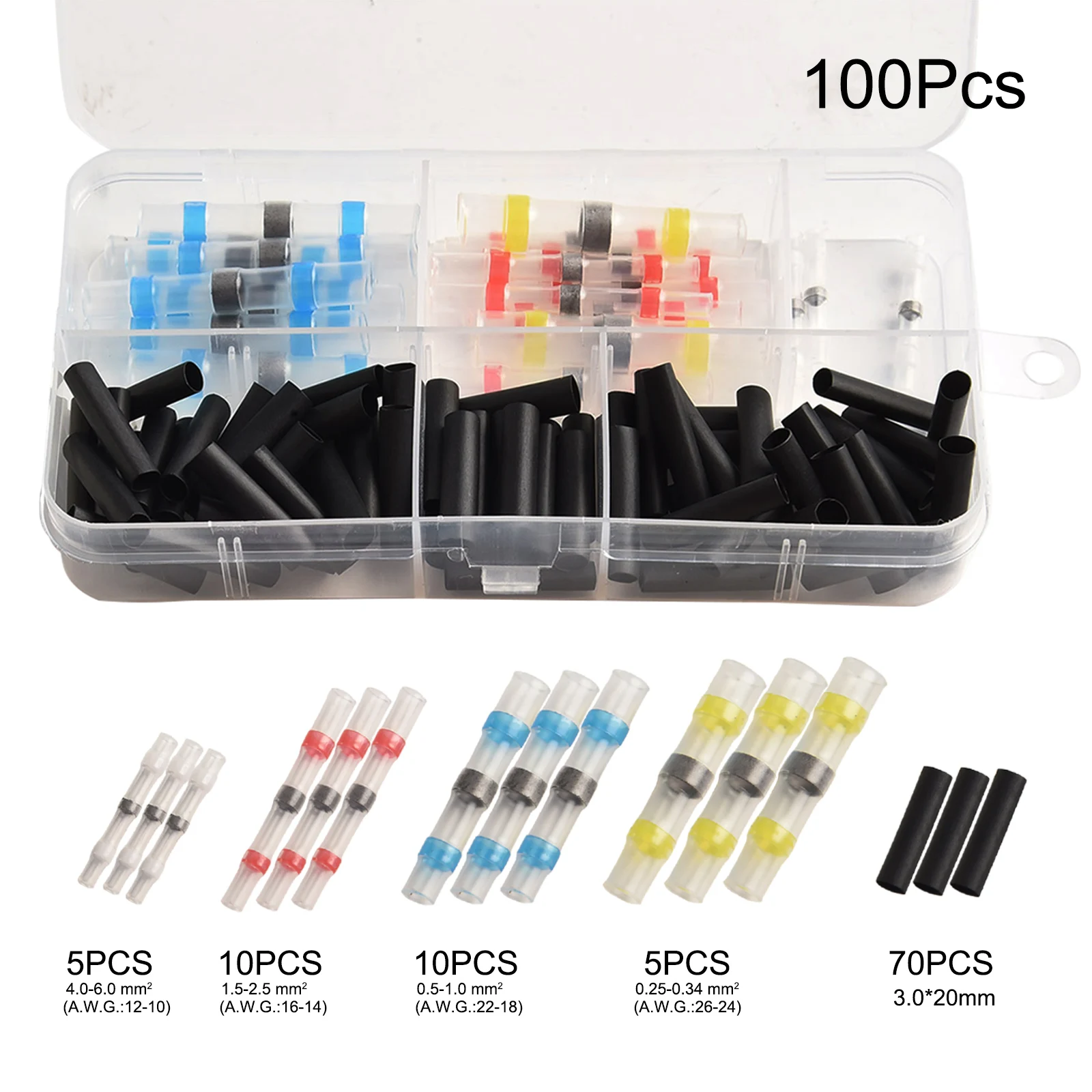 

100pcs Connectors No Crimping Required Seal Sleeve Wire Solder Waterproof Durability Fast Heat Shrink High Quality