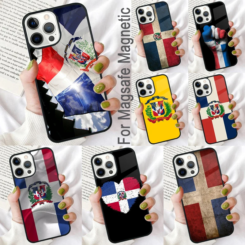 Flag of Dominican Republic Magnetic Soft Phone Case for iPhone 16 Promax 15 Pro 13 14 Plus 11 12 Mini MagSafe Coque