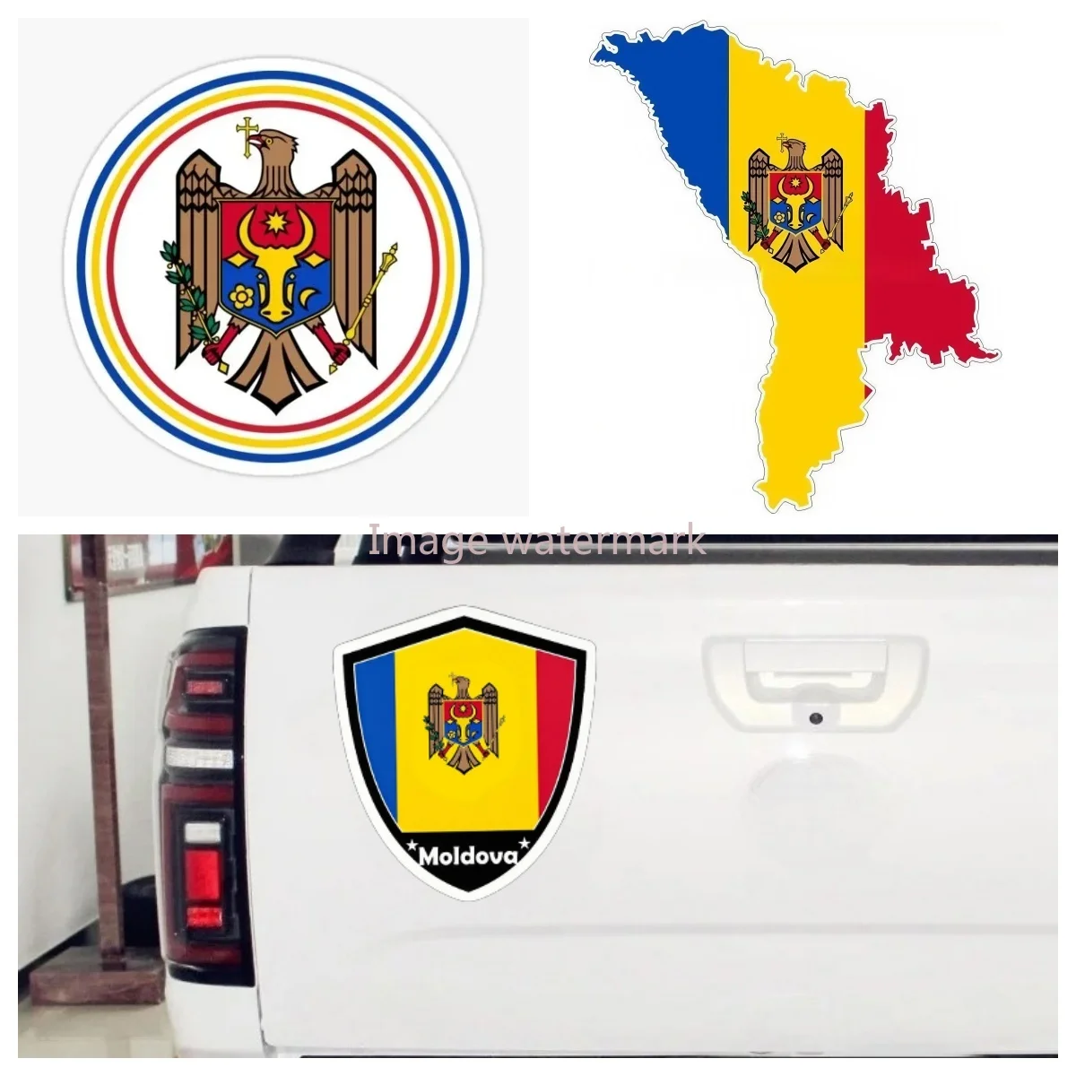 

Moldova MD Flag Map National Emblem Eagle car Sticker Vinyl Wall Room Laptop Camper Van Car Truck Helmet Decal decoration