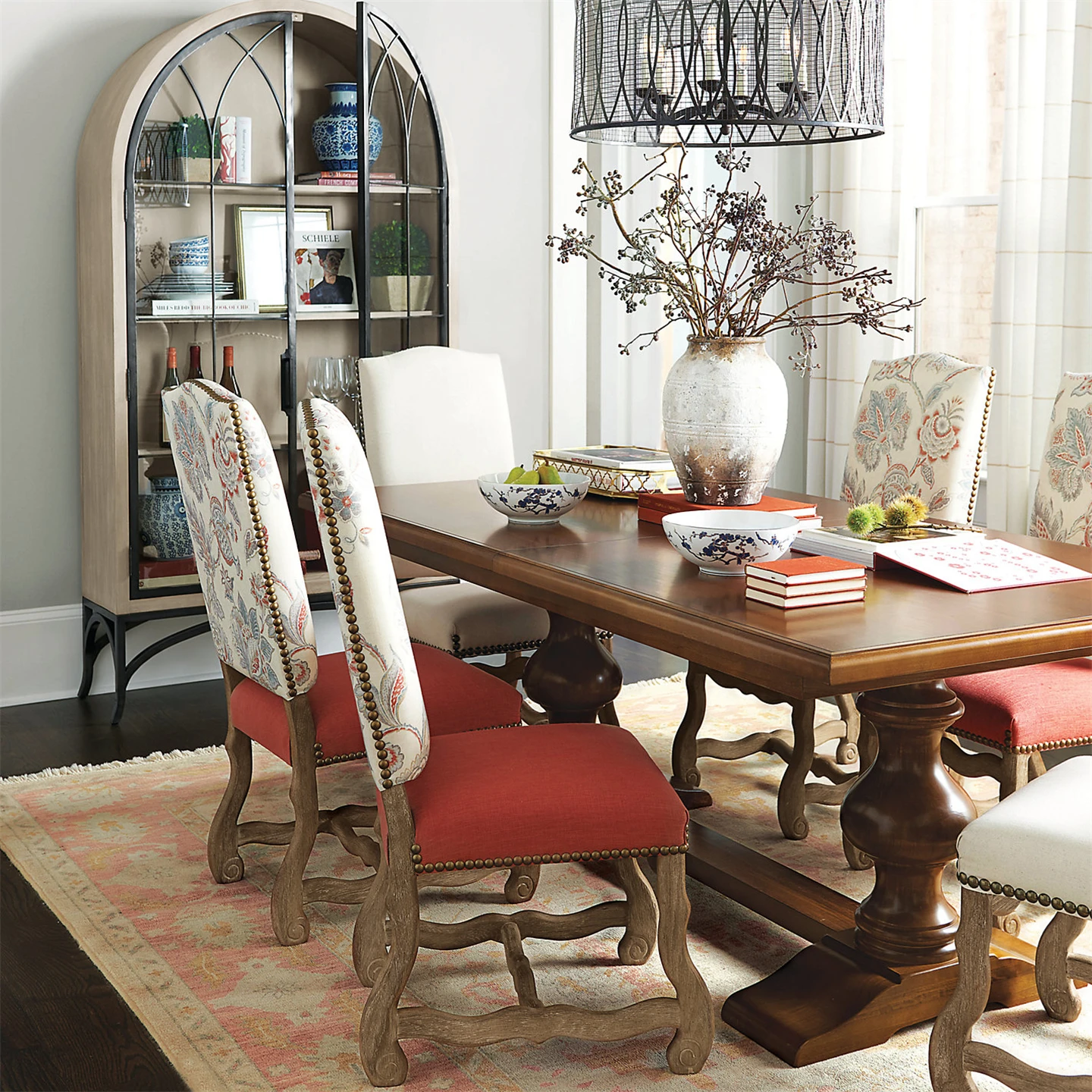 American retro old solid wood dining table, French simple living room home rectangular dining table furniture