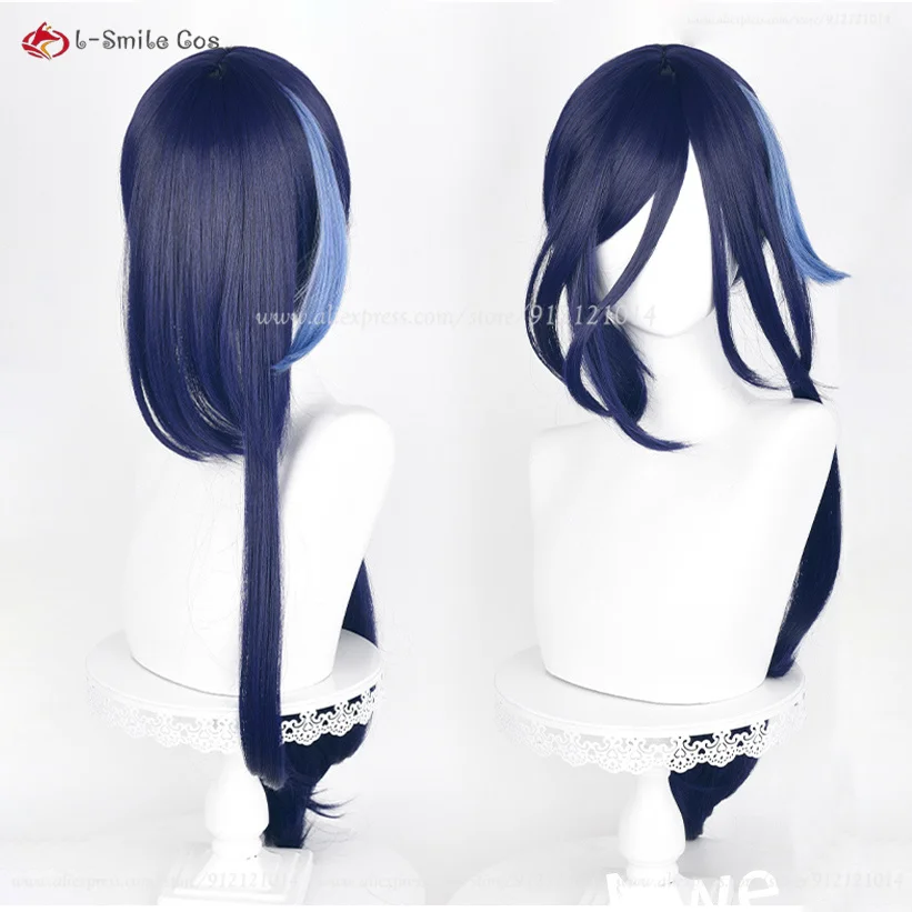 Hochwertige Fontaine Cosplay Clo rinde Cosplay Perücke 80cm lange blaue Frauen Anime Perücken hitze beständige synthetische Perücken