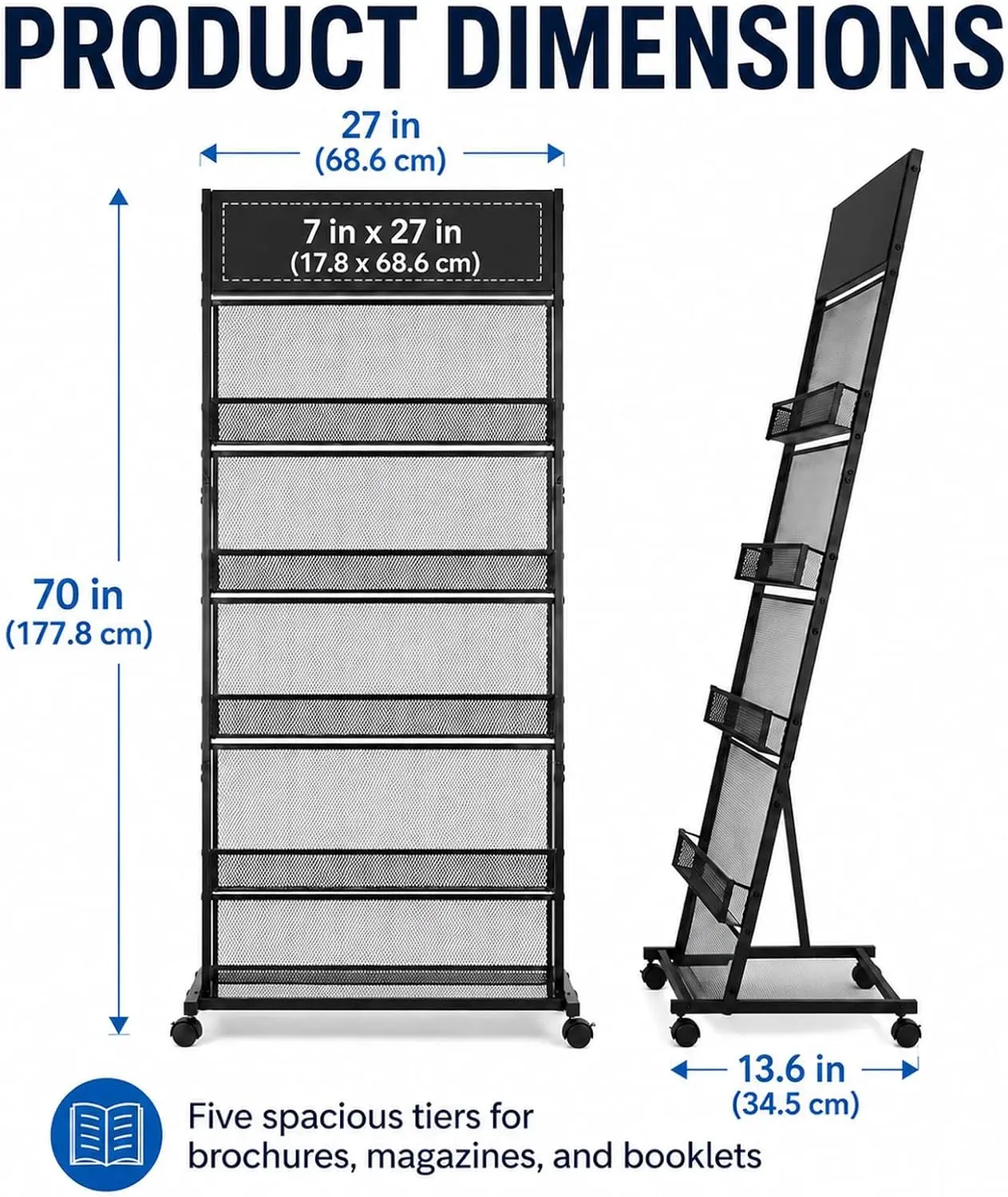 Five Tier Brochure Rack Stand Floor 70 X 27 X 136