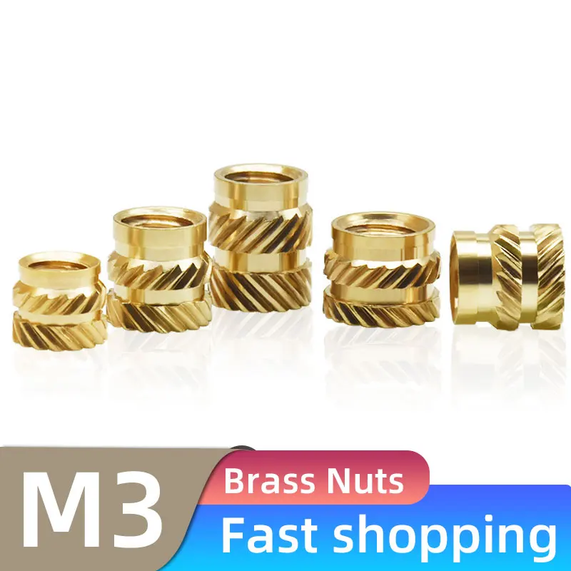 

10PCS Brass Hot Melt Inset Nuts Heating Molding Copper Thread Inserts Nut SL-type Double Twill Knurled Injection Brass Nut M3