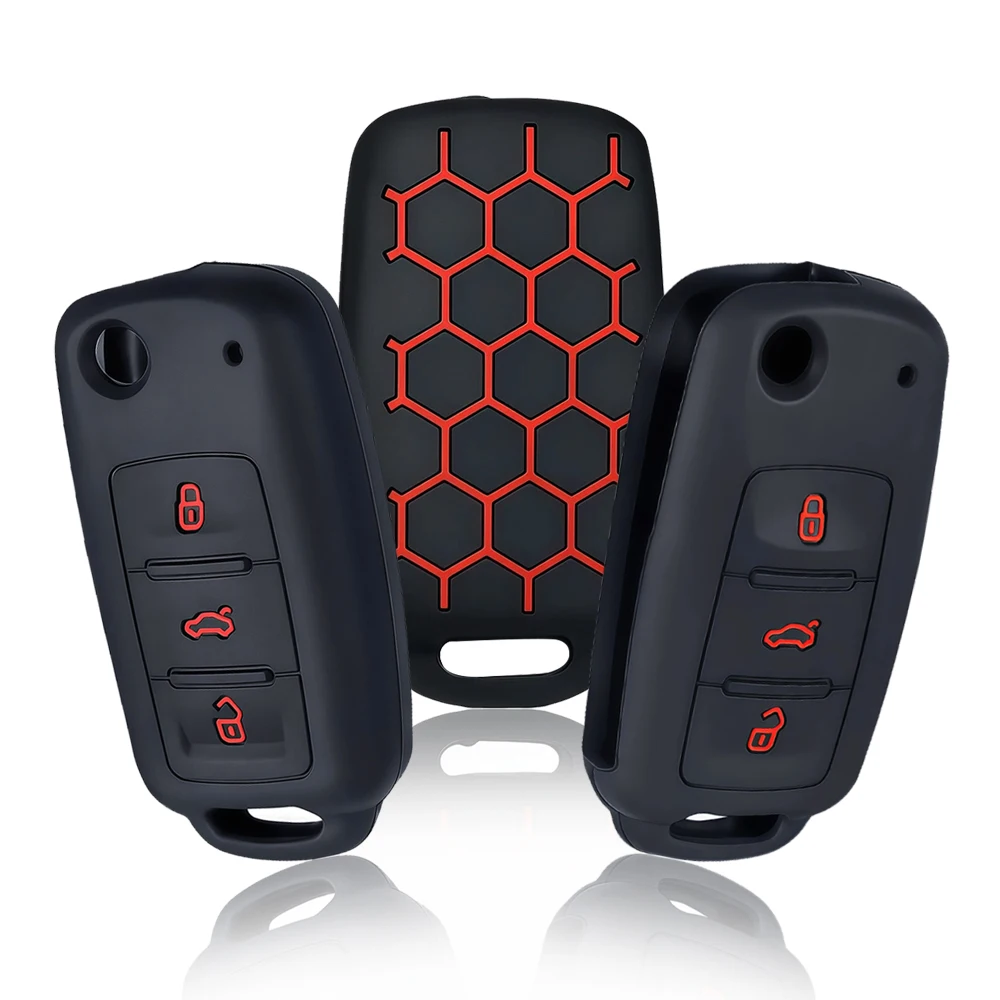 Funda de silicona para llave remota, cubierta para Skoda Fabia Octavia A5, VW Golf VI Polo Passat B5 3b Touran Caravelle Golf Plus Seat Ibiza