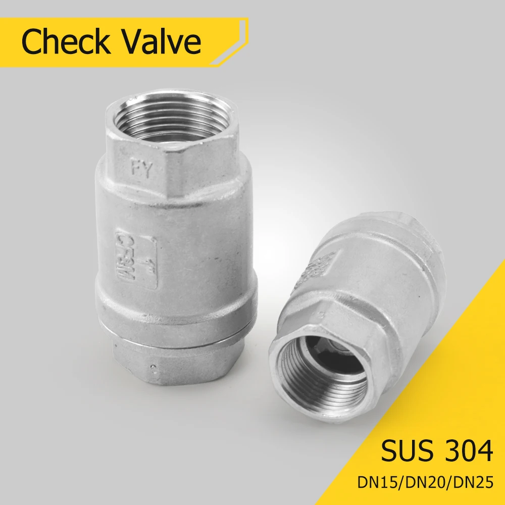 

Вертикальный обратный клапан из нержавеющей стали 304 1/2–1 дюйм DN15-DN25 с внутренней резьбой для систем воды и воздуха — пружинный промышленный класс