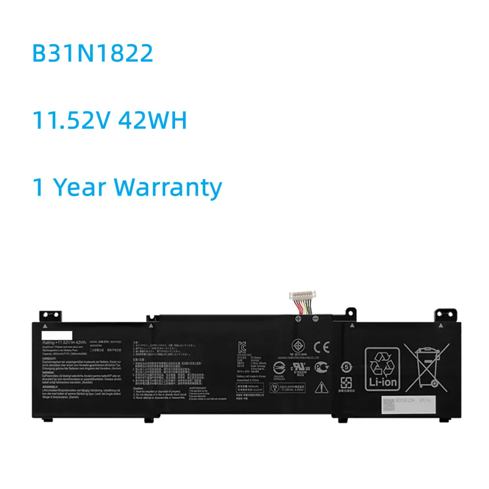 

11.52V 42Wh B31N1822 Laptop Battery For ASUS UX462 UX462DA Zenbook UX462DA Zenbook Flip 14 UX462DA 14 UM462DA