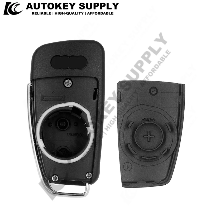 Autokeysupply AKADF101 3/4 Buttons Folding Flip Remote Car Key Case Shell Fob A6 A6L A2 A3 A4 A8 Q7 TT Key Fob Case For Audi