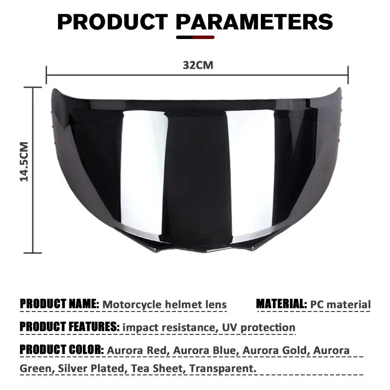 New Motorcycle Helmet Lens Facelift Helmet Special Lens Transparent Mirror Black Mirror Color Mirror Silver Lens Package