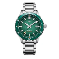 Reloj WM Welly Merck, reloj de buceo, relojes mecánicos automáticos, reloj de buceo para hombre, reloj de pulsera de buceo de acero inoxidable con zafiro WM046