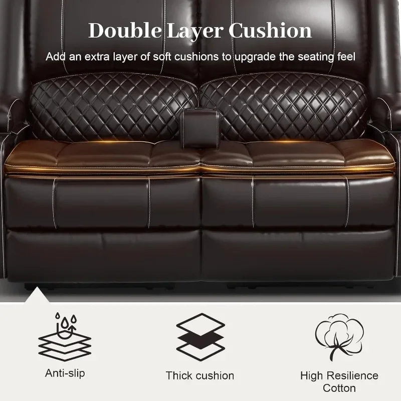 Loveseat Recliner Sofa, Manual Reclining Loveseat with Removable Armrest, Faux Leather Recliner Loveseat for Adults