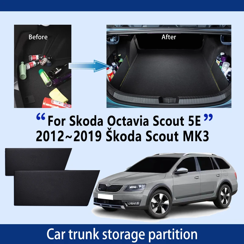 For Skoda Octavia Scout 2012~2019 Car Trunk Storage Partition Multi-function Storage Box Auto Interior Accessories