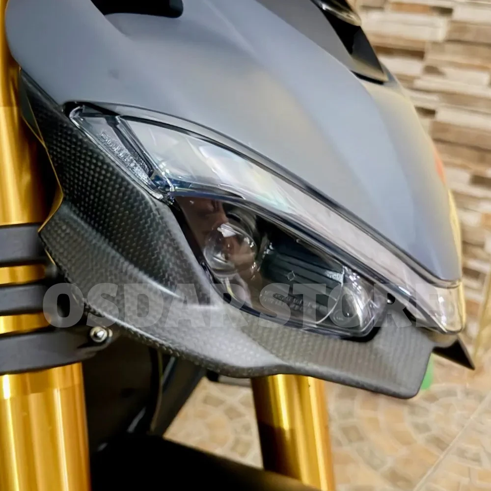 For DUCATI Streetfighter V4 V4S V2 2020-2024 Carbon Fiber Front Fairings Upper Lower Headlight Cover Head Hood Cover Cowl Caps