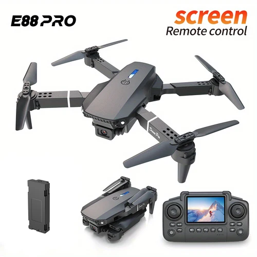 E88Pro con Control de pantalla HD 8K Drone Cámara Dual luz colorida plegable Mini RC Drone Quadrotor helicóptero juguetes para niños
