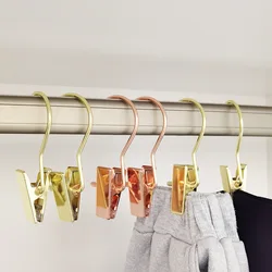 10pcs Gold Metal Pants Clip,Space Saving Portable Travel Hangers Clips for Hat Towels Bras Socks,Home Laundry Hooks for Closet