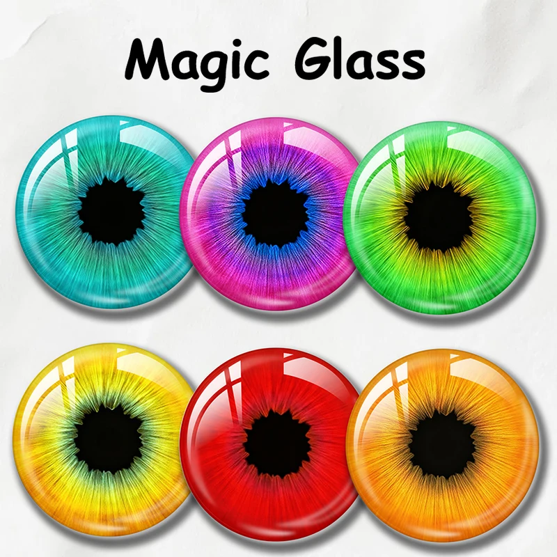 8mm 10mm 12mm 18mm 20mm 25mm 30mm 6mm Photo Glass Cabochon Pattern Round DIY Jewelry Accessories Cameo Fruit Kiwi Eyes