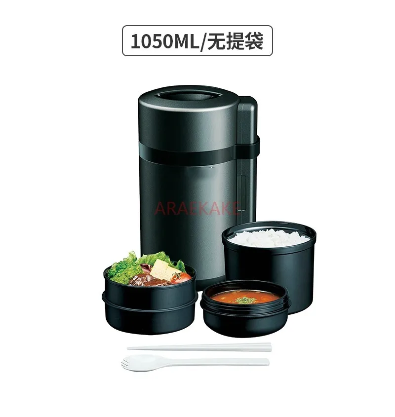 Insulated lunch box for male office workers, insulated bucket, partition type stainless steel lunch box, microwave lunch box