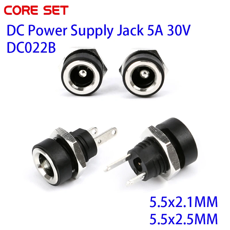 5/10szt 5A 30V DC Gniazdo zasilania Gniazdo żeńskie do montażu panelowego Adapter wtyczki 5.5 2.1mm 2 rodzaje zacisków 5.5x2.1 DC-022B