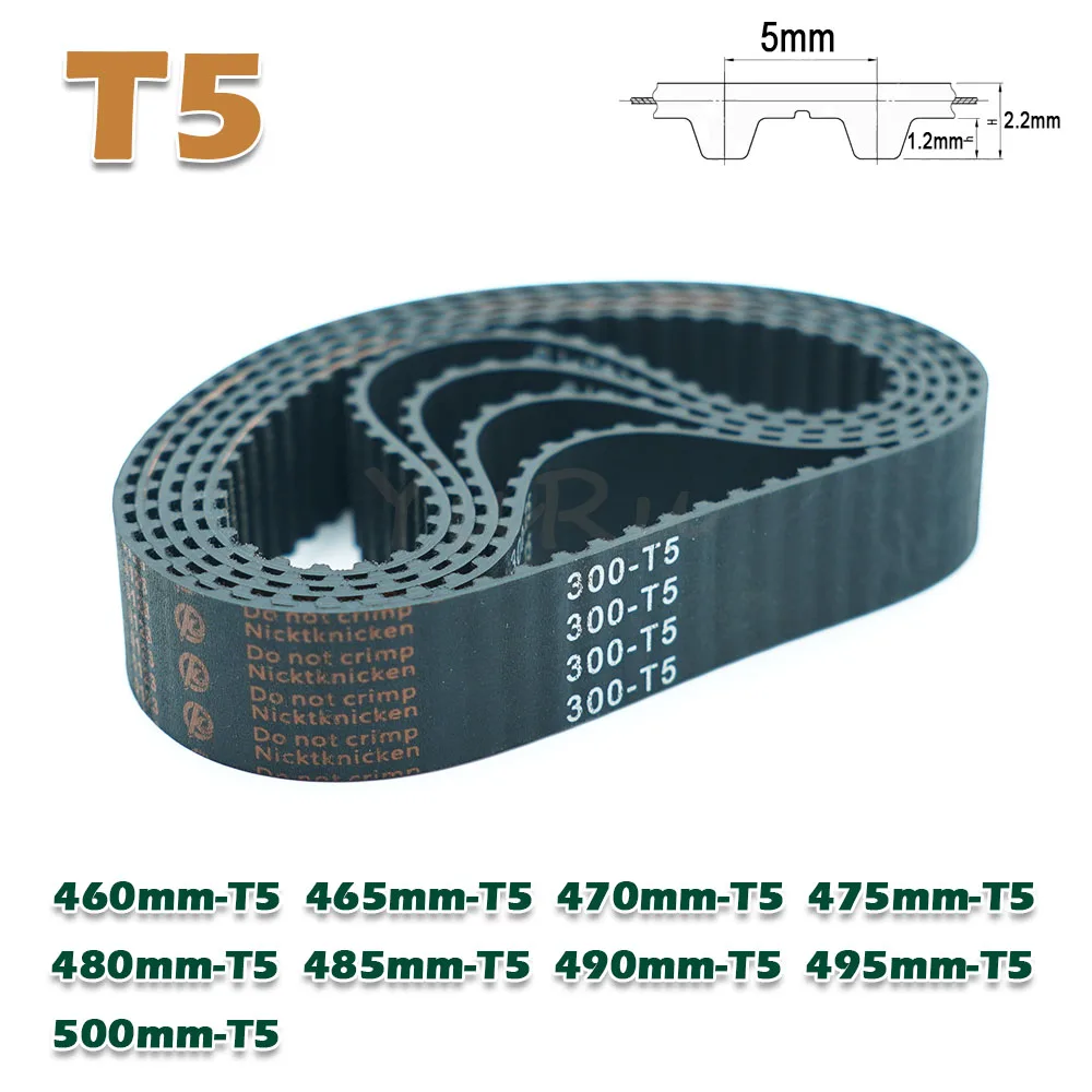 T5 Type Closed Loop Rubber Timing Belt Width 6~40mm Perimeter 460 465 470 475 480 485 490 495 500mm CNC Drive Transmission Belt
