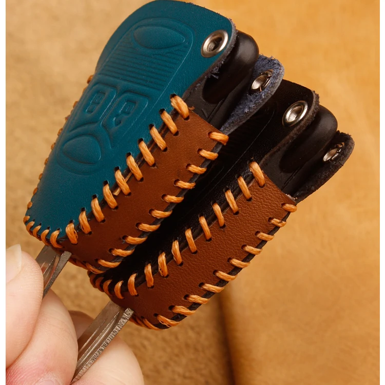 For JEEP Wrangler Compass Commander Leather Car Key Bag Case Wallet Holder Key Cover Key Chains Car Accessories