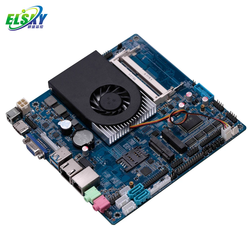 ELSKY Mini -ITX Motherboard with Processor Skylake-U I3 6100U I5 6200U I7 6500U  Dual DDR3 16GB DC 12V/19V Support Win 10,linux