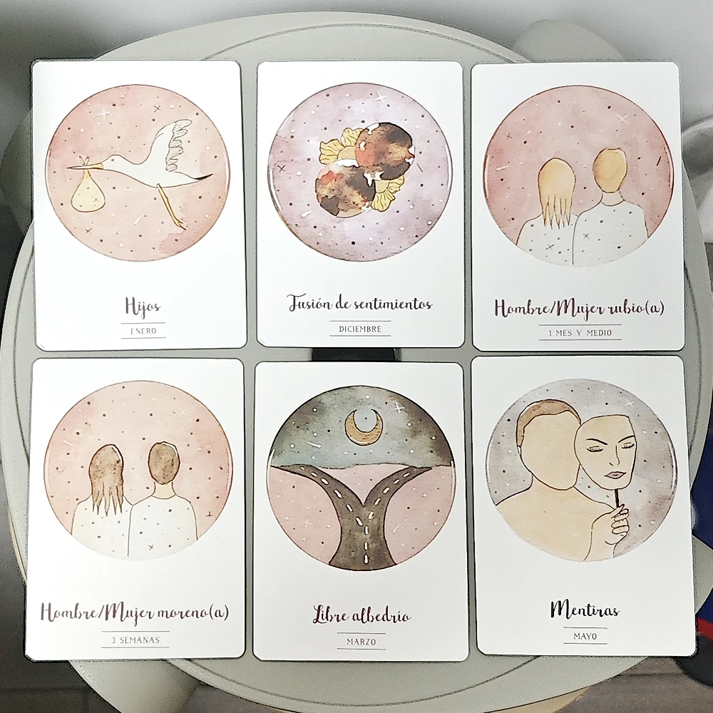 Romantic Love Oracle Deck 42 Pcs Heart Chakra Oracle Cards 10.5*7.5cm In Spanish Language