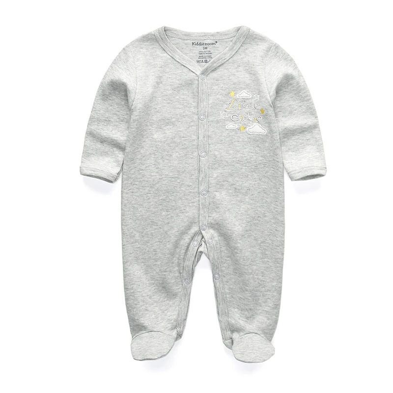 Kiddiezoom Fashion Grey Cloud Print Unisex Long Sleeve Baby Boy Girl Rompers Soft 100%Cotton Newborn Jumpsuits Infants Clothing