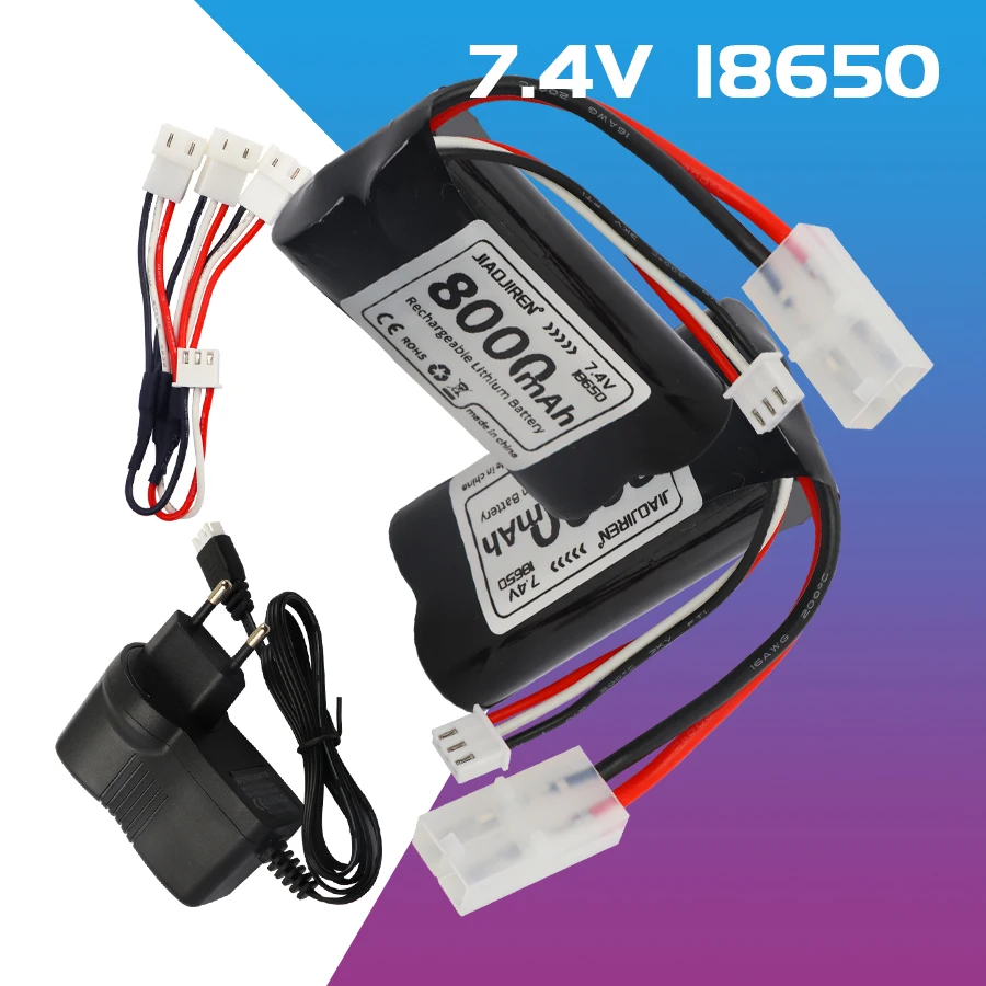 

Аккумулятор 8000 мАч 25C 18650 7.4В с разъемом Tamiya 2S для радиоуправляемых вертолетов, машин, танков, лодок, игрушек. Литий-полимерный аккумулятор 7.4В 18650.