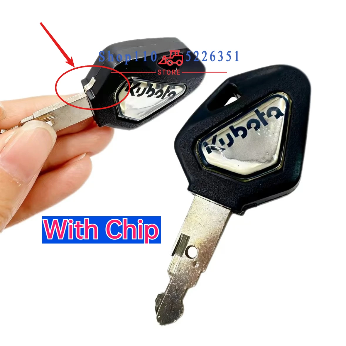 For Kubota 459A Key with chip U15/30/135/155/161/163 Excavator Digger RC461-53930 RC411-53933 ELI80-0101