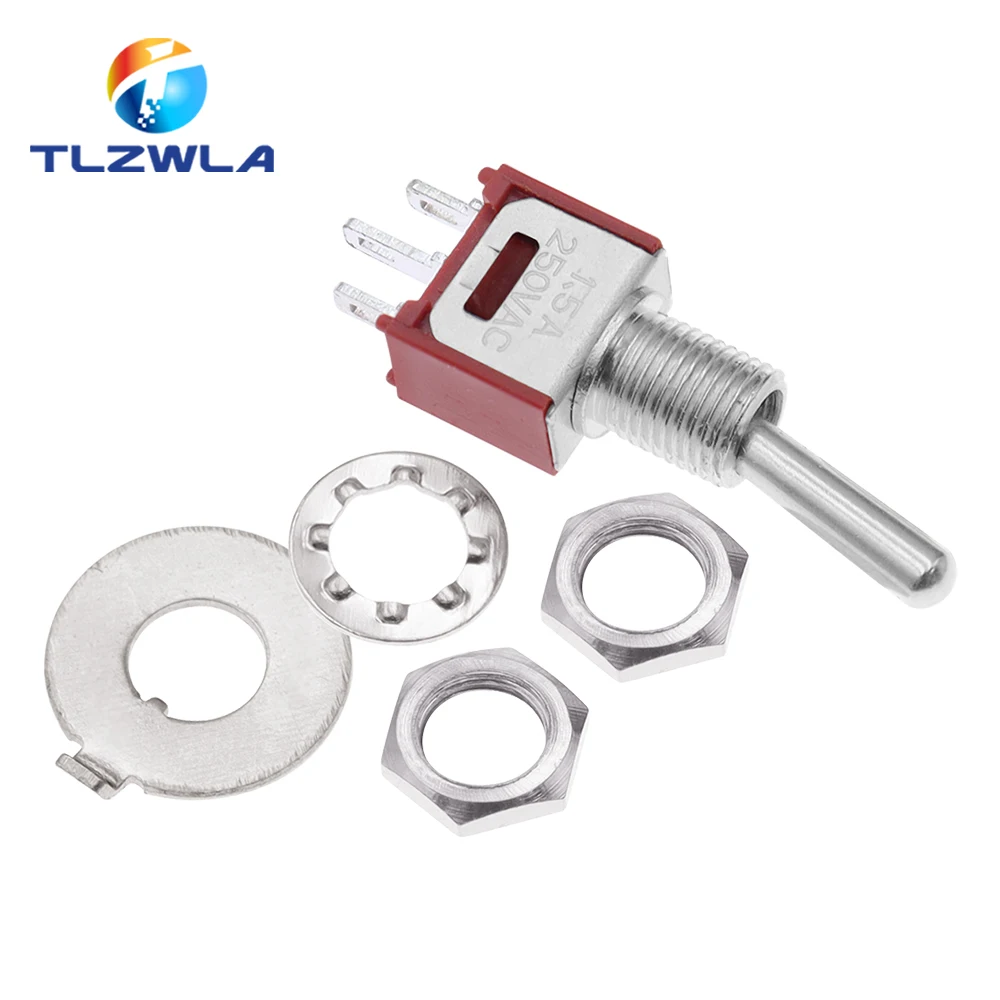 5PCS Mini Toggle Switch TS-6 SPDT Horizon Right Angle Type3/6 Pins 2/3 Positions ON-OFF-ON 1.5A 250VAC