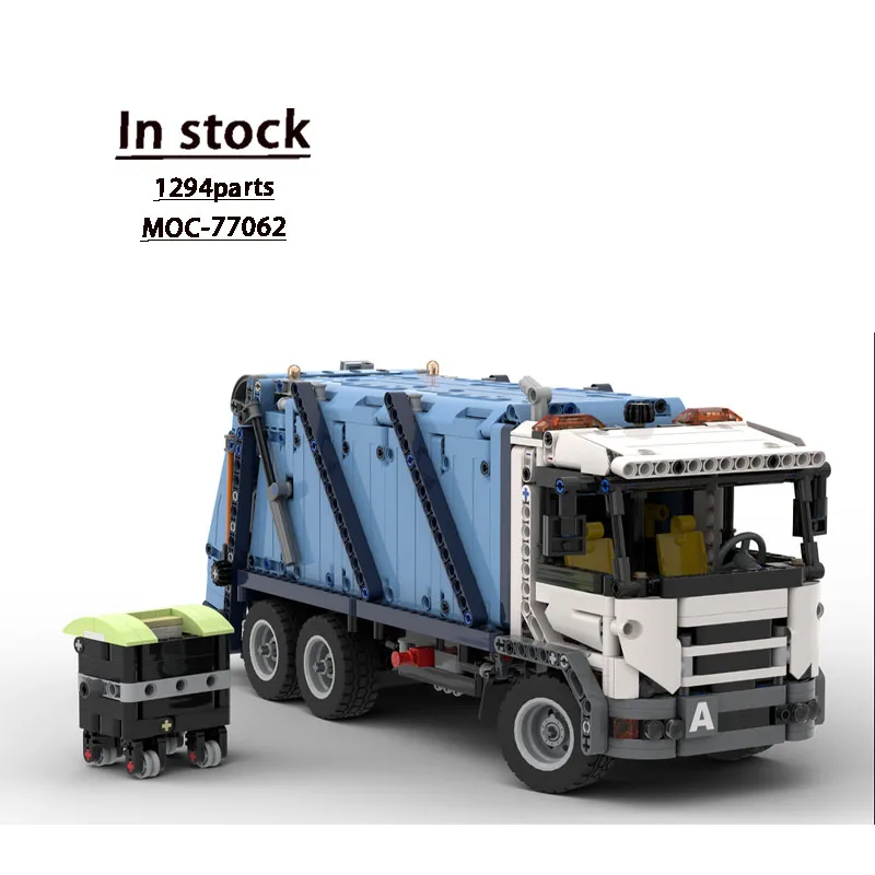 

MOC-77062City грузовой транспортный мусоровоз, строительный блок, модель1294 деталейMOC, креативные строительные блоки для мальчиков и детей на день рождения, игрушка в подарок