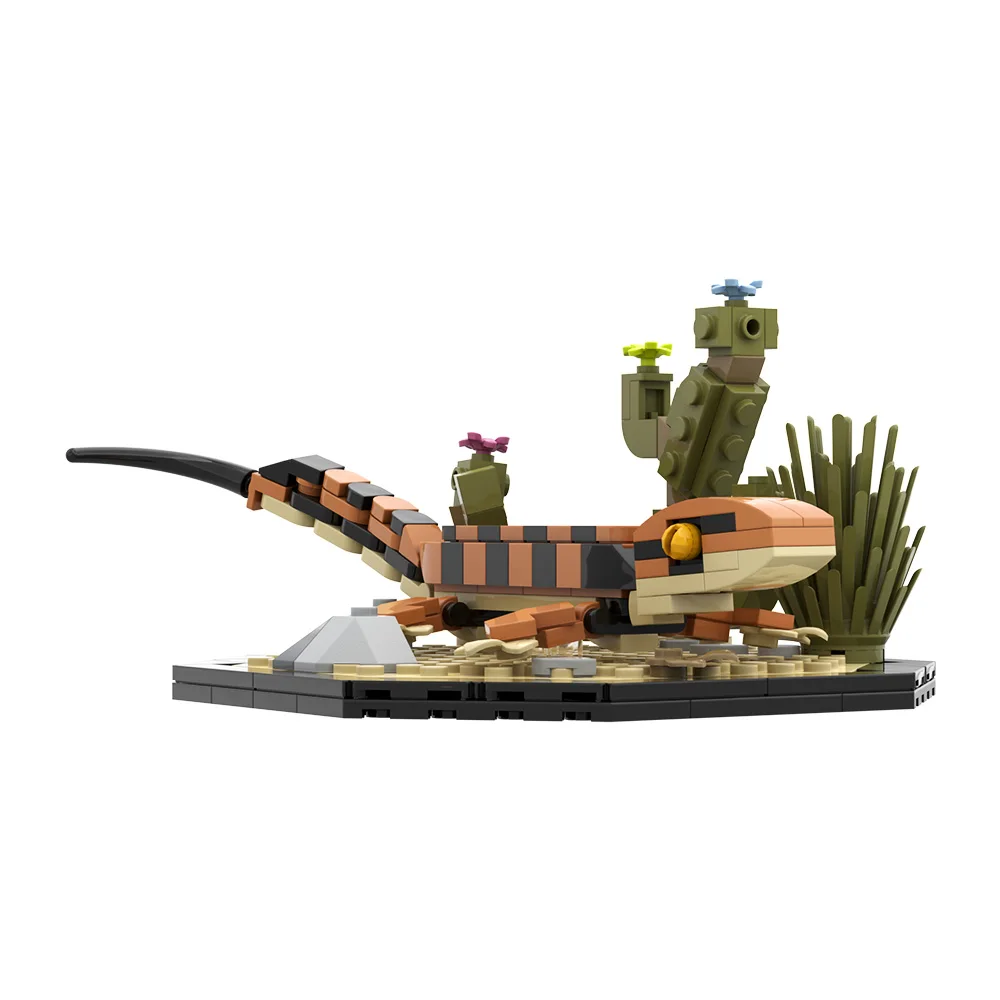 Moc Leopard Gecko Building Blocks - Realistic Reptile Model Kit Desert Lizard Bricks Set Kids & Adult Toys Gifts Terrarium Decor