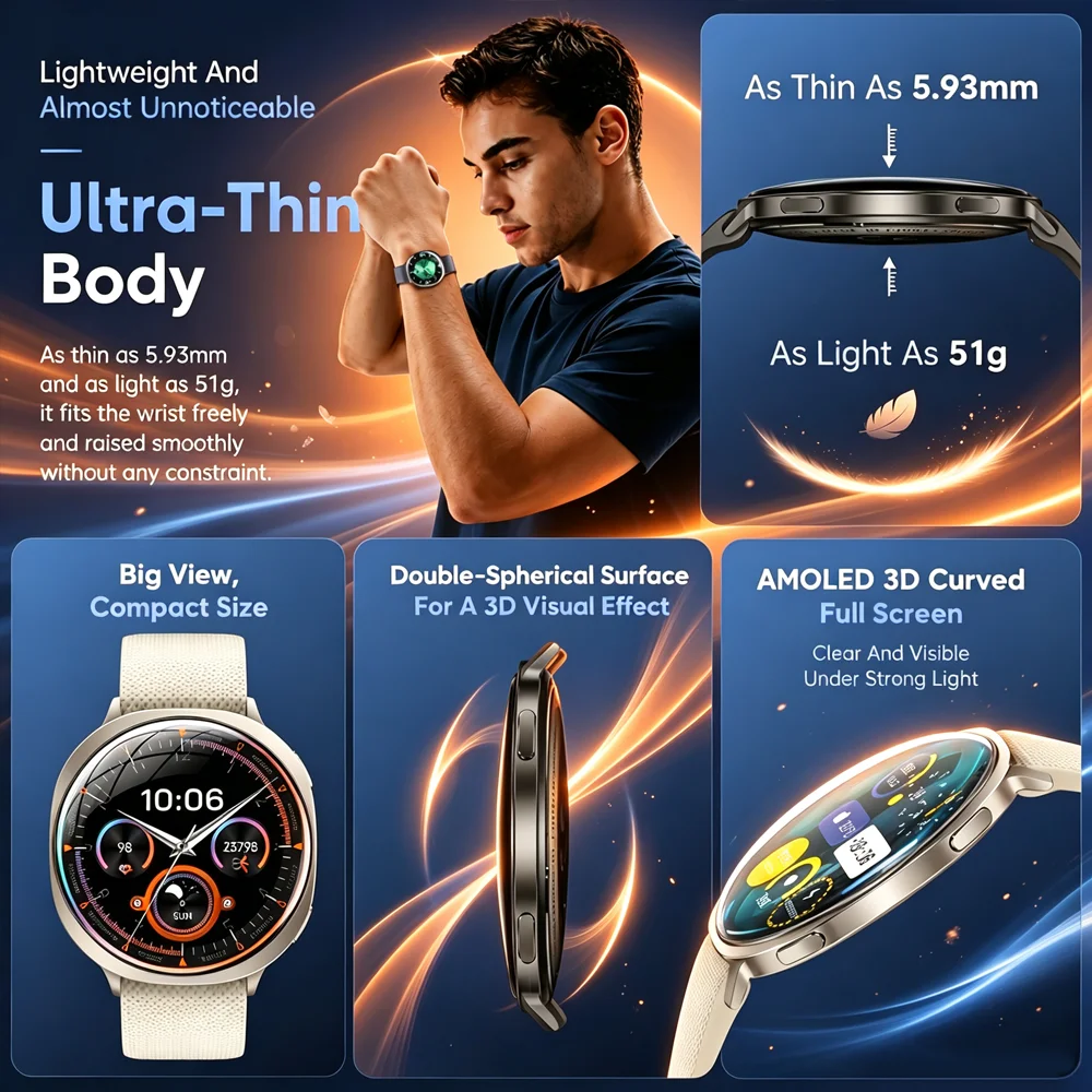 2026 New Model Smart Watch 1.32-inch AMOLED Touchscreen Fitness and Sports Watch - Bluetooth Calling Heart rate sleep monitoring