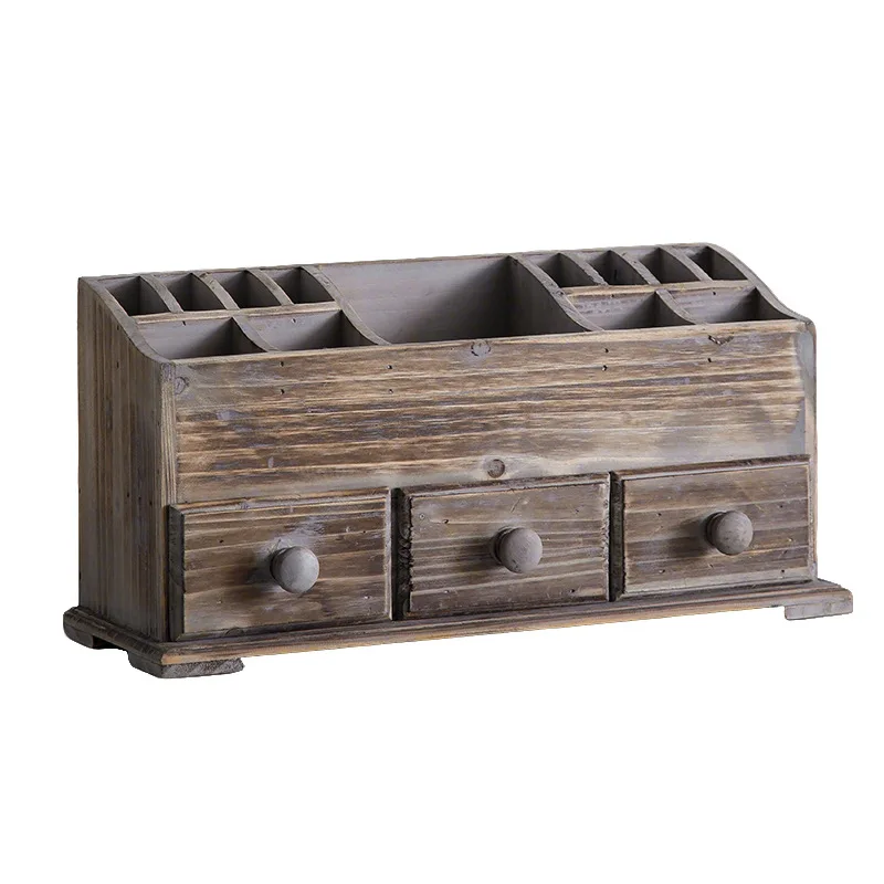 

Solid wood desktop vanity box decorative cabinet antique and old simple finishing and storage antique vanity box
