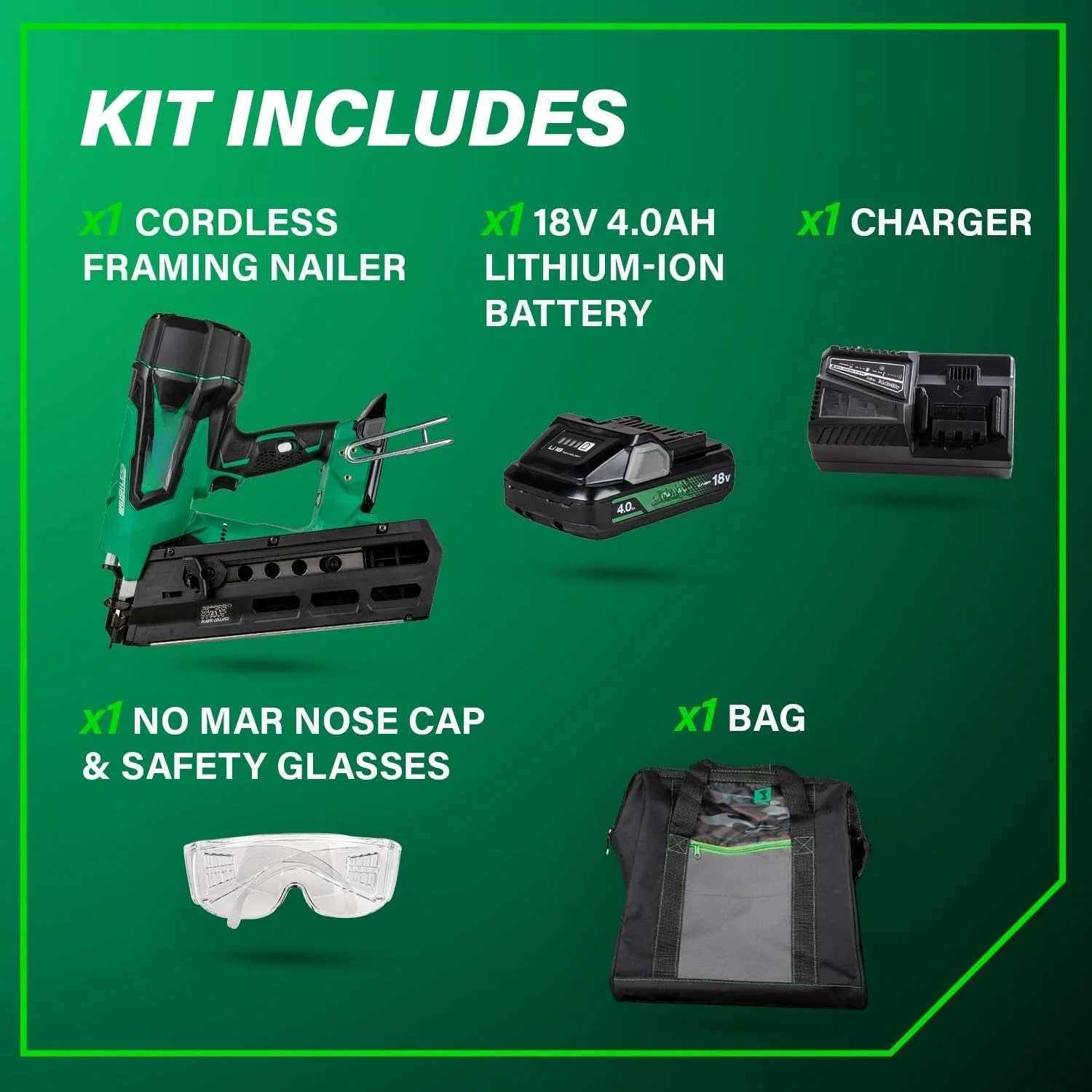 18 فولت متعدد فولت لاسلكي 21 ° مجموعة أدوات تأطير المسامير، أداة تحطير شريط بلاستيكي 3-1/2 بوصة مع أداة كهربائية ببطارية ليثيوم أيون 4.0 أمبير في الساعة #5